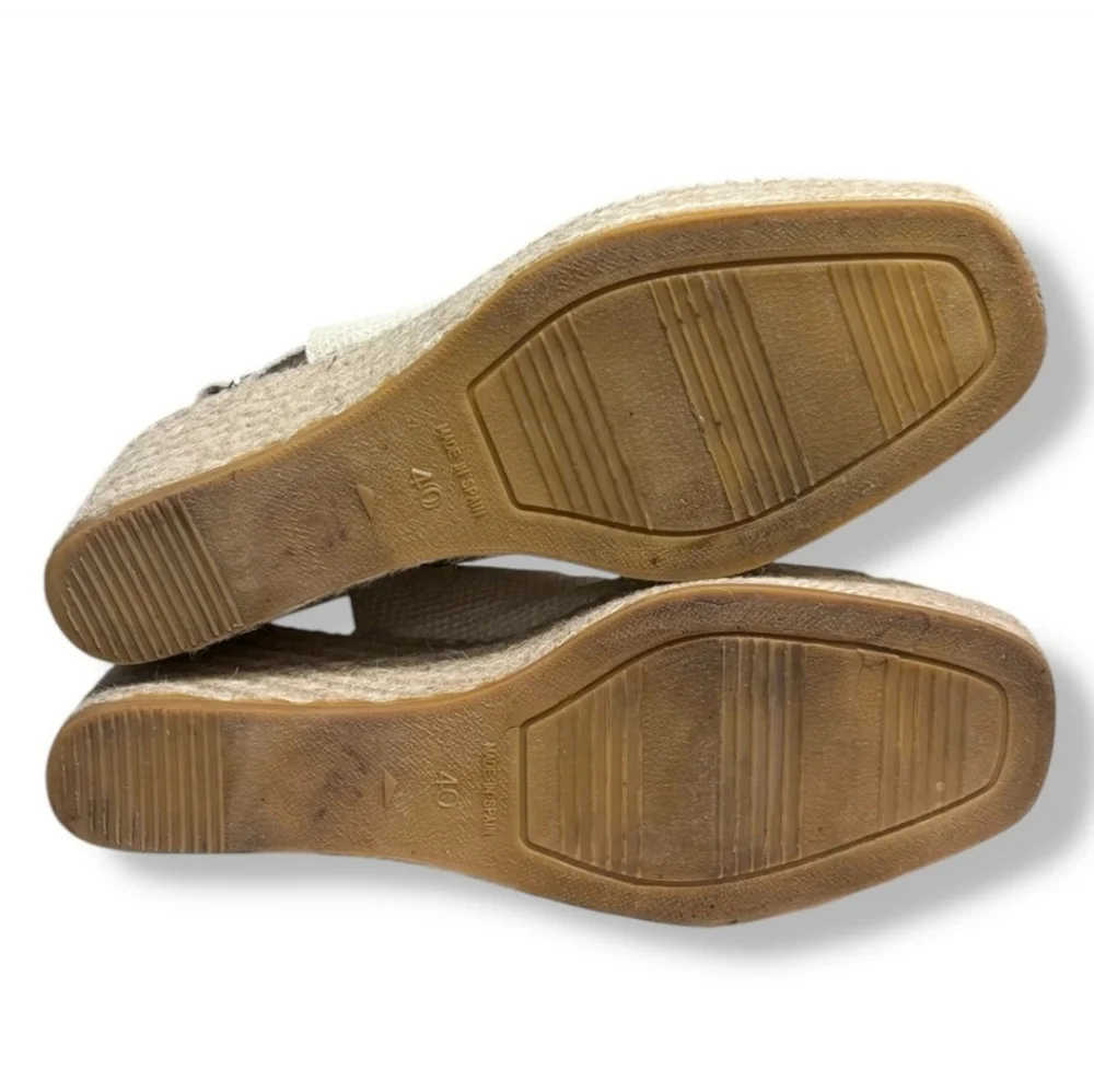 ANDRÉ ASSOUS Ivory Metallic Leather Lina Espadrilles Wedge Sandals